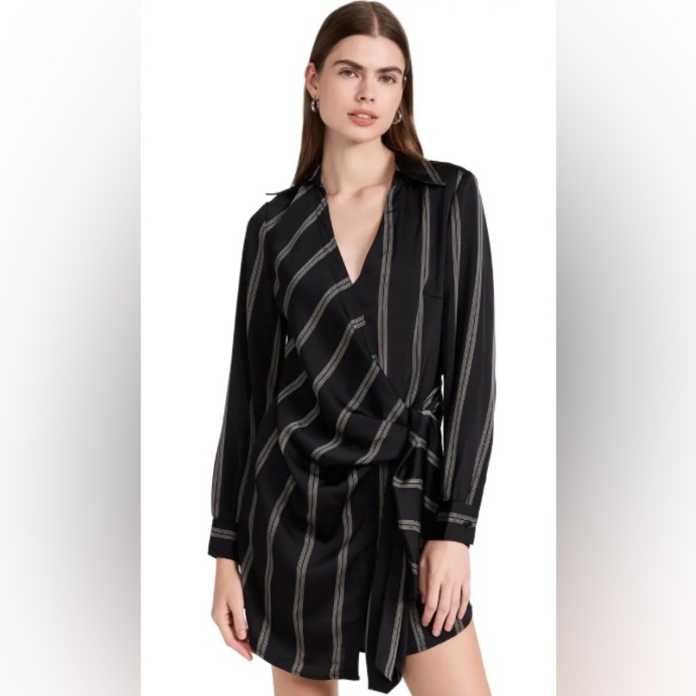 JONATHAN SIMKHAI 
Bondi Pajama Stripe Wrap Waist Mini Dress